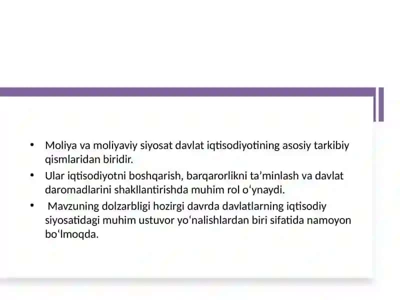 Moliya va moliyaviy siyosat 2