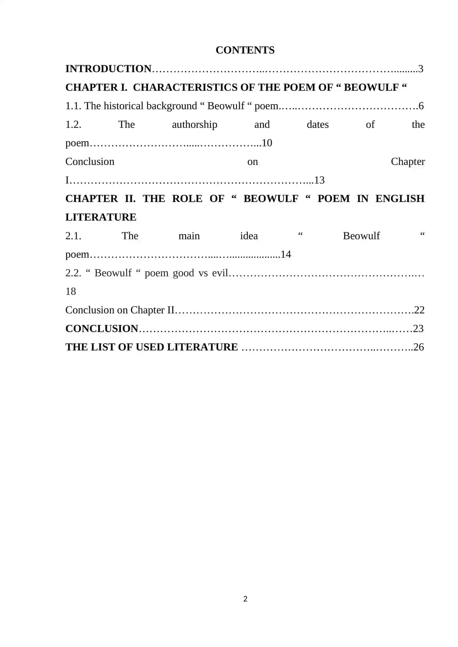 Course Paper: Confrontation between good and evil in the poem “ Beowulf “ 2