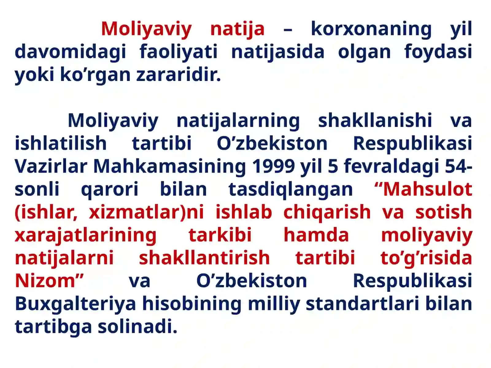 MOLIYAVIY NATIJALAR HISOBI 2