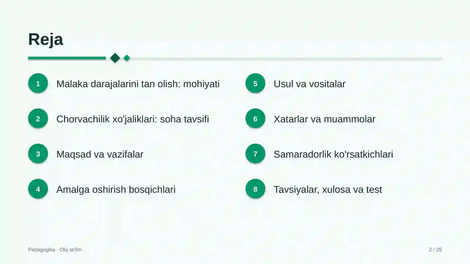 chorvachilik xo'jaliklarida malaka darajalarini tan olish 7472 2