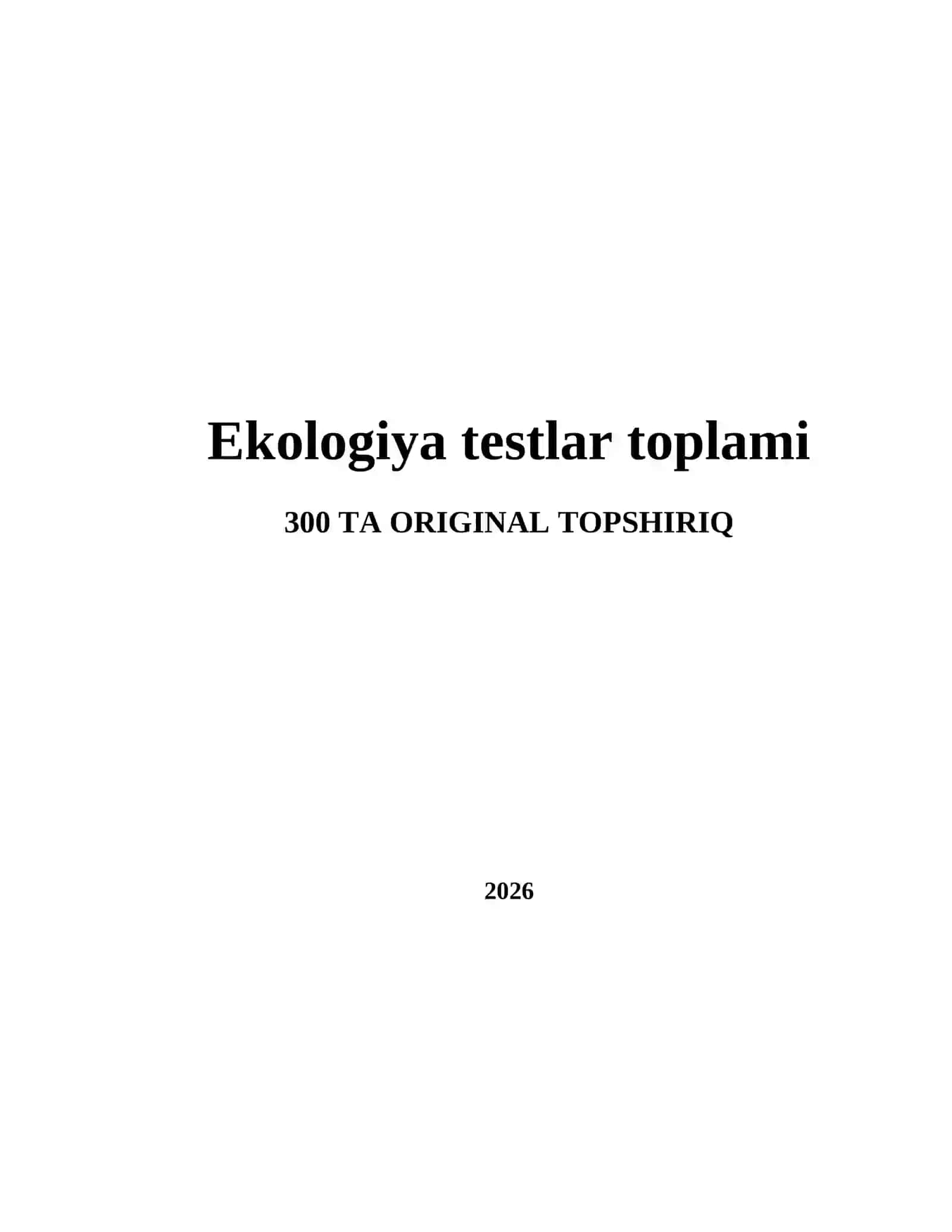 Ekologiya testlar toplami 2