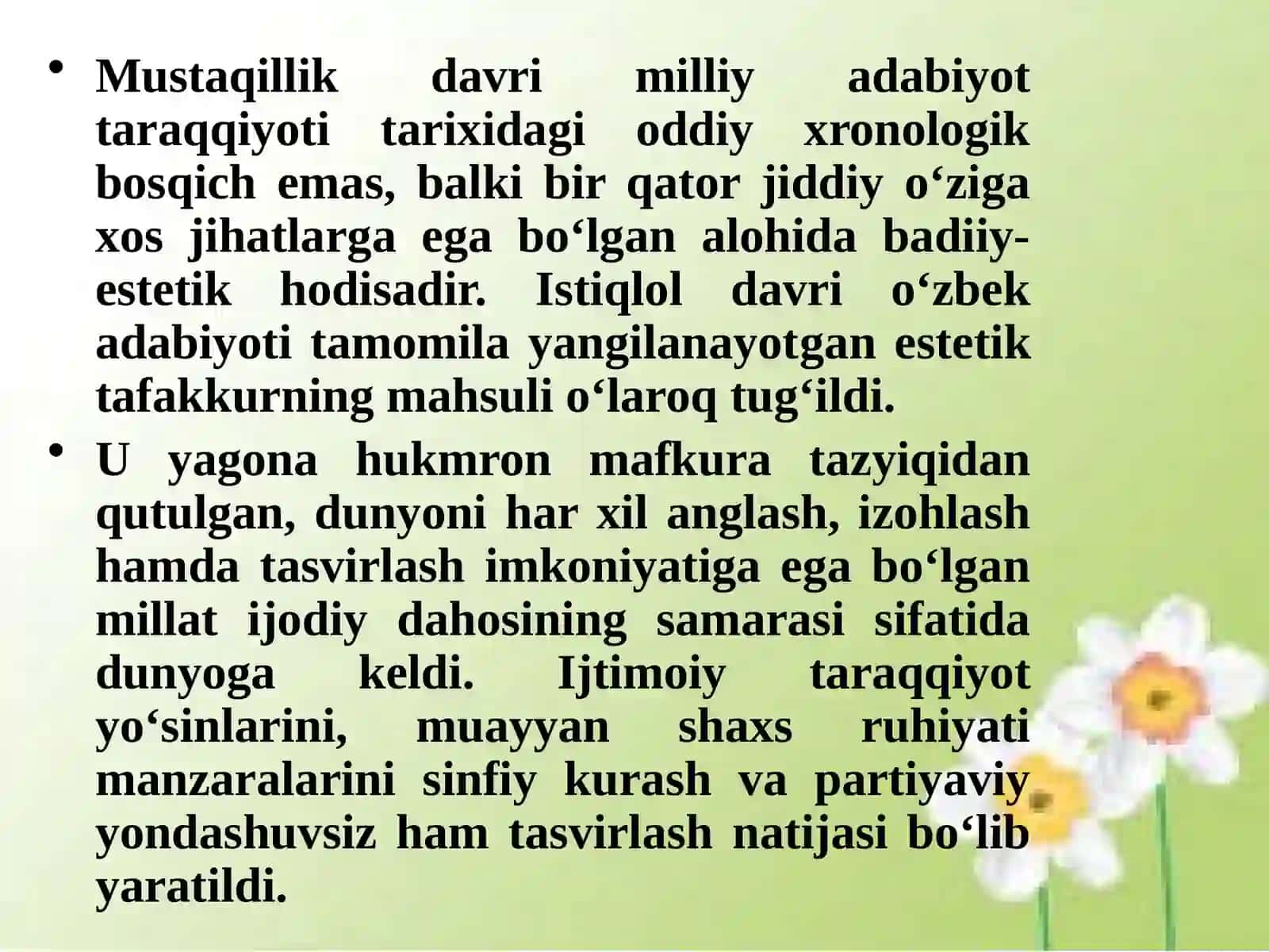 MUSTAQILLIK DAVRI ADABIYOTI 2