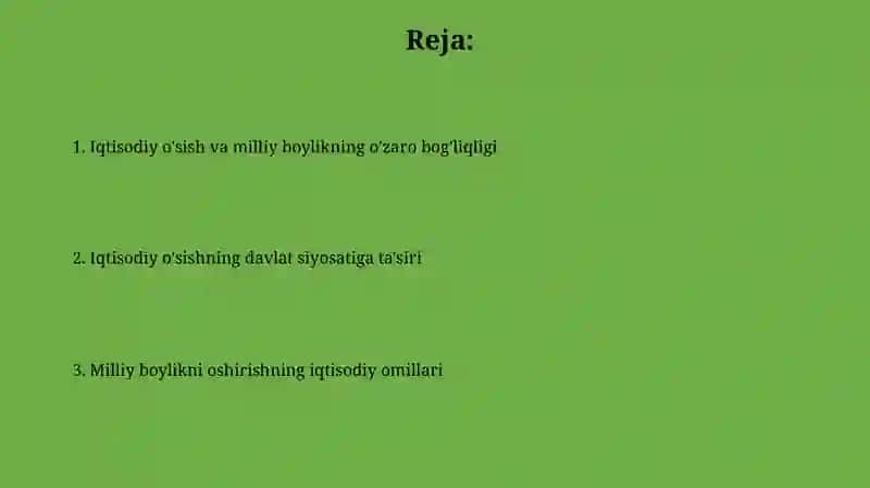 Iqtisodiy o'sish va milliy boylik 2