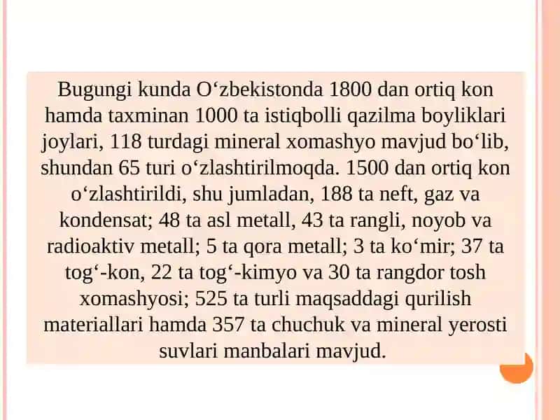 O‘zbekiston Respublikasi mineral xomashyo bazasi 2
