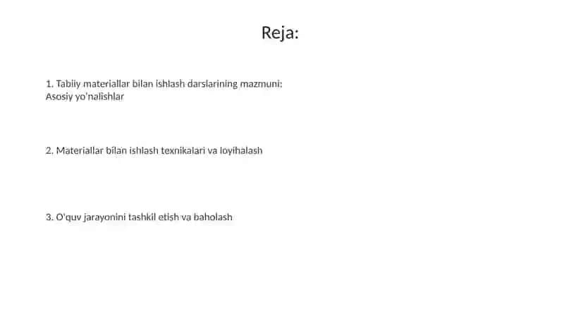 Tabiiy materiallar bilan ishlash darslarining mazmuni 2