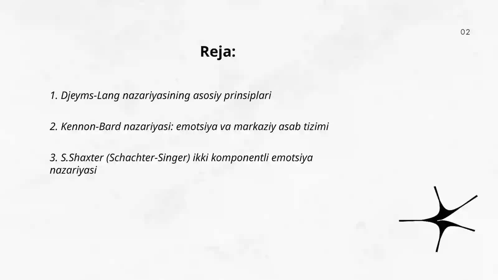 Emotsiya nazariyalari (Djeyms-Lang, Kennon-Bard, S.Shaxter, D.Zinger) 2