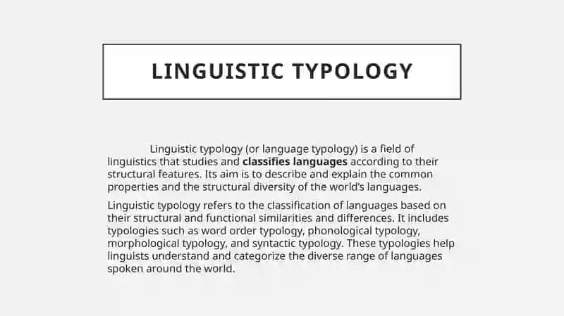 The subject matter of the linguistic typology 2