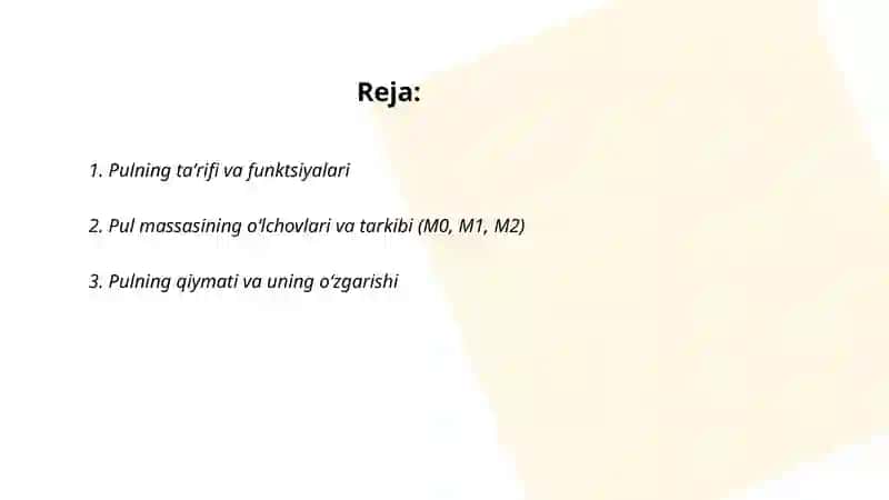 Pul va inflyasiya 2