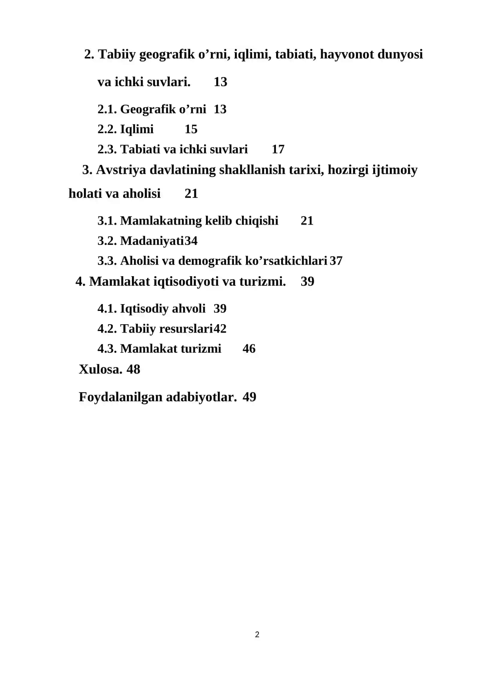 Avstriya – federativ respublikasi. Tabiiy – geografik o’rni, ijtimoiy – iqtisodiy tuzulishi 2