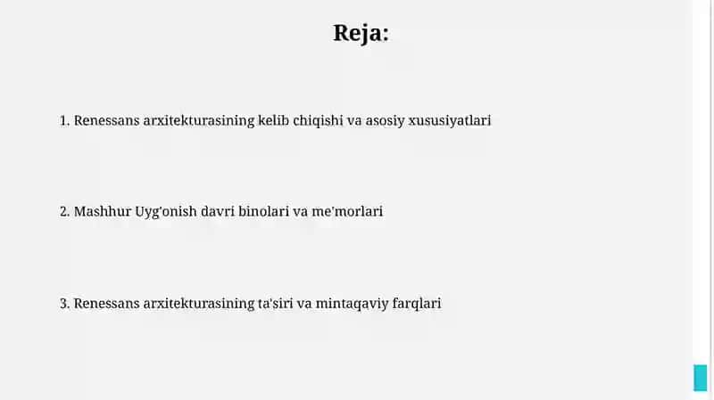 Uyg’onish davri me’morchiligi san’ati 2