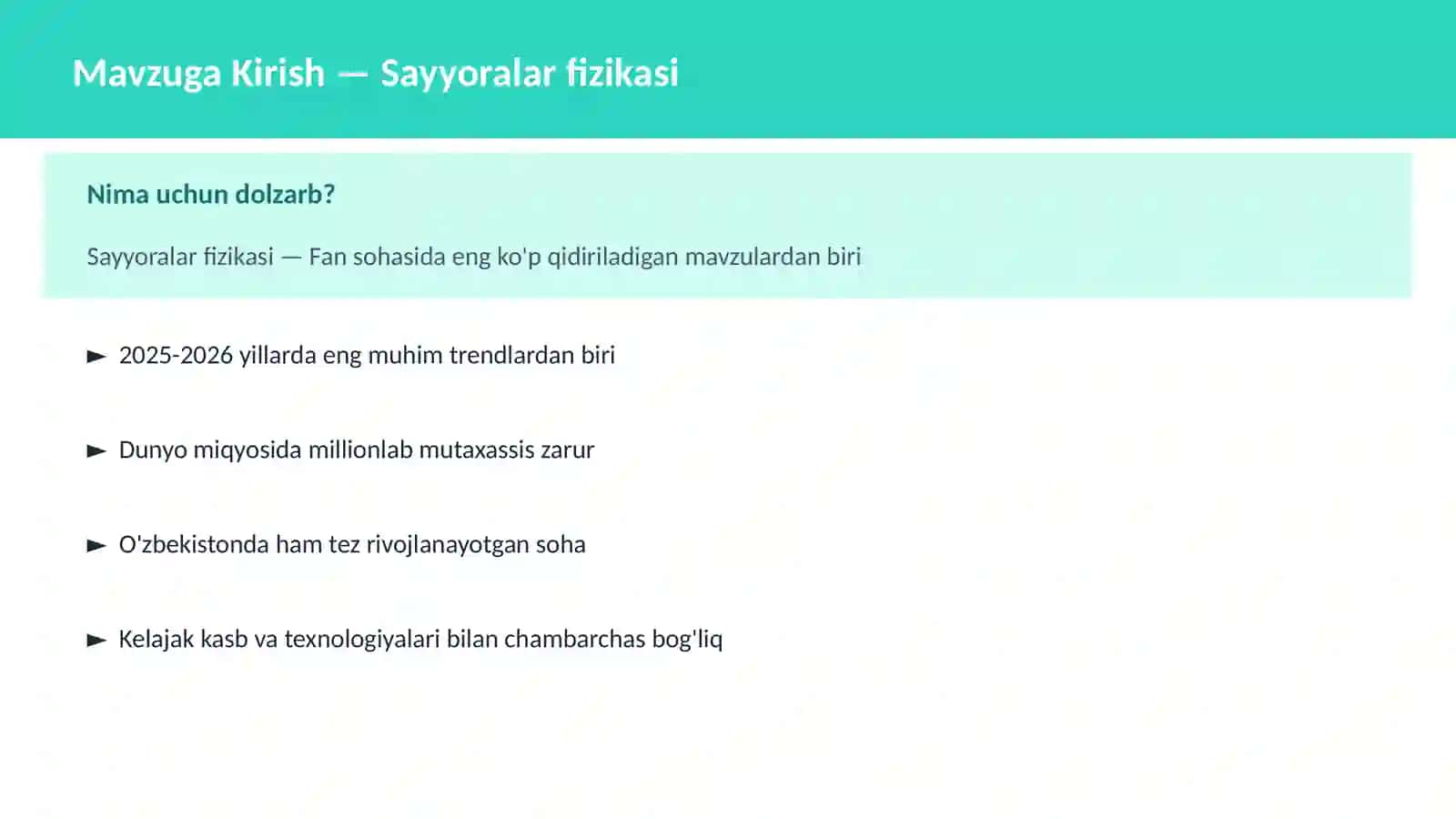 Sayyoralar fizikasi 2