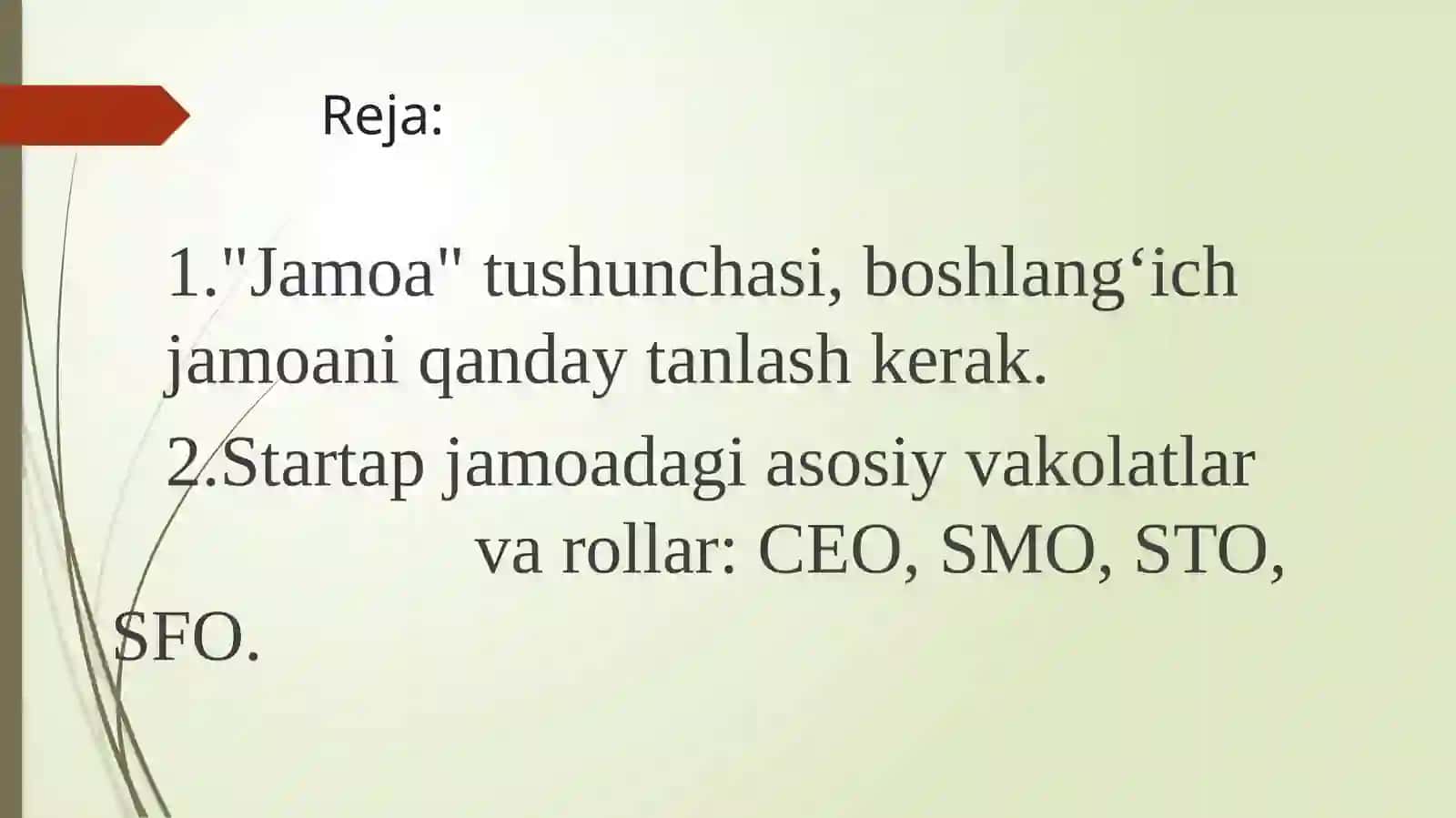 Startapning amalga oshirishda jamoat tuzish va jamoa bilanishlash 2