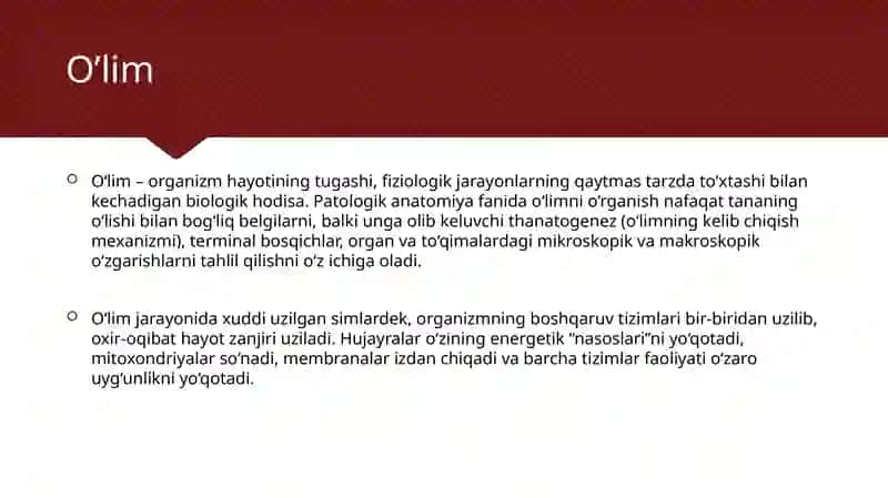 O'lim haqida tushunchalar 2
