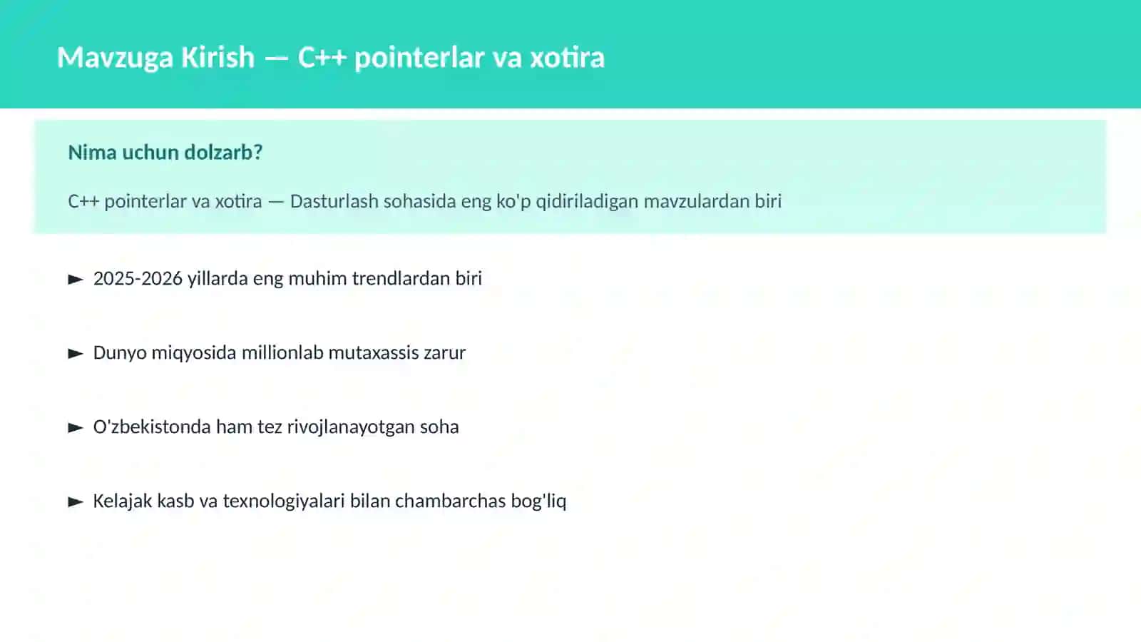 C++ VA TIZIM DASTURLASH 2