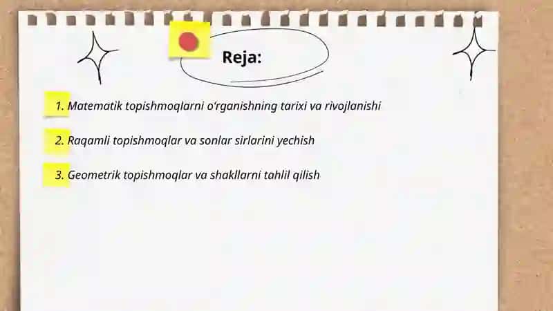 Matematik topishmoqlarni oʻrganish 2