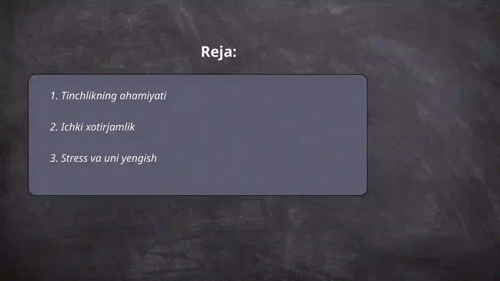Tinch va xotirjam yashash baxti 2