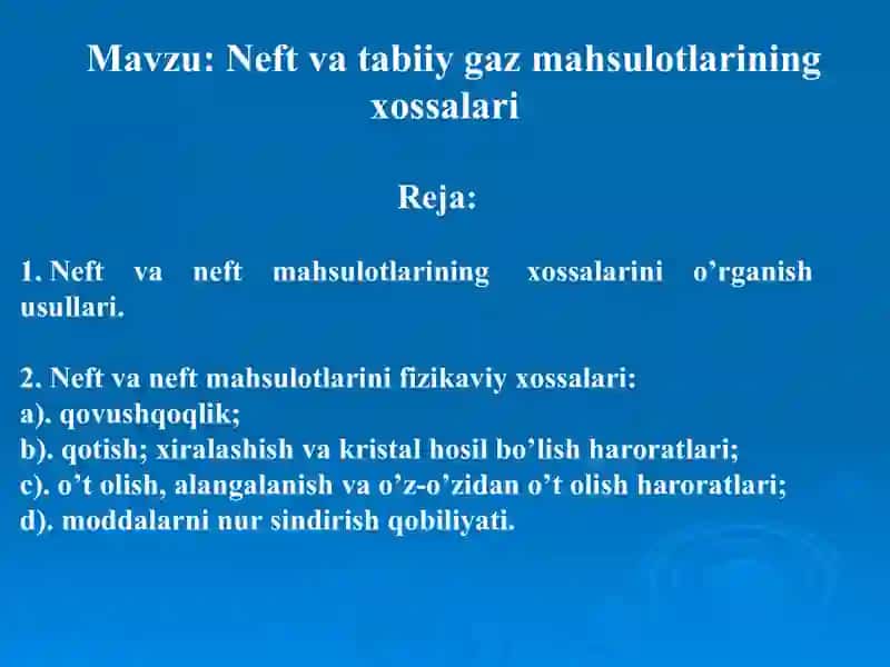 Neft va Tabiiy Gaz Mahsulotlari 2