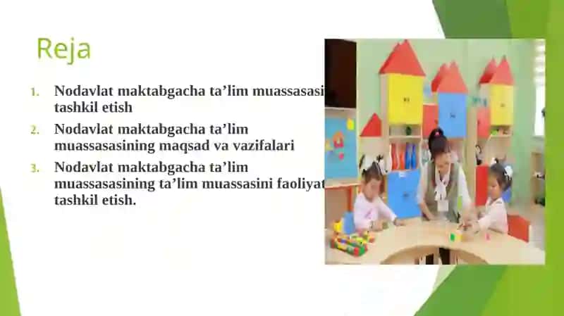 Nodavlat maktabgacha ta'lim tashkilotlari ini tashkilotish 2