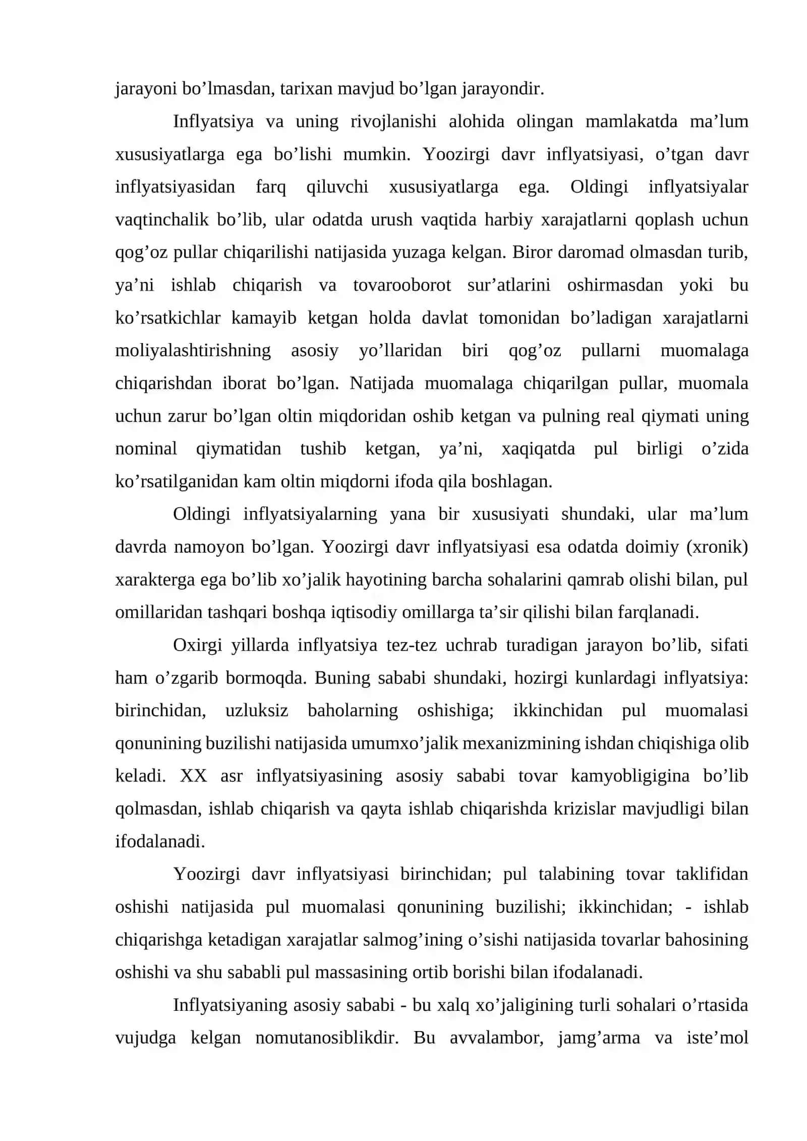 Inflyatsiya, uning mazmuni, kelib chiqish sabablari va shakllari 2