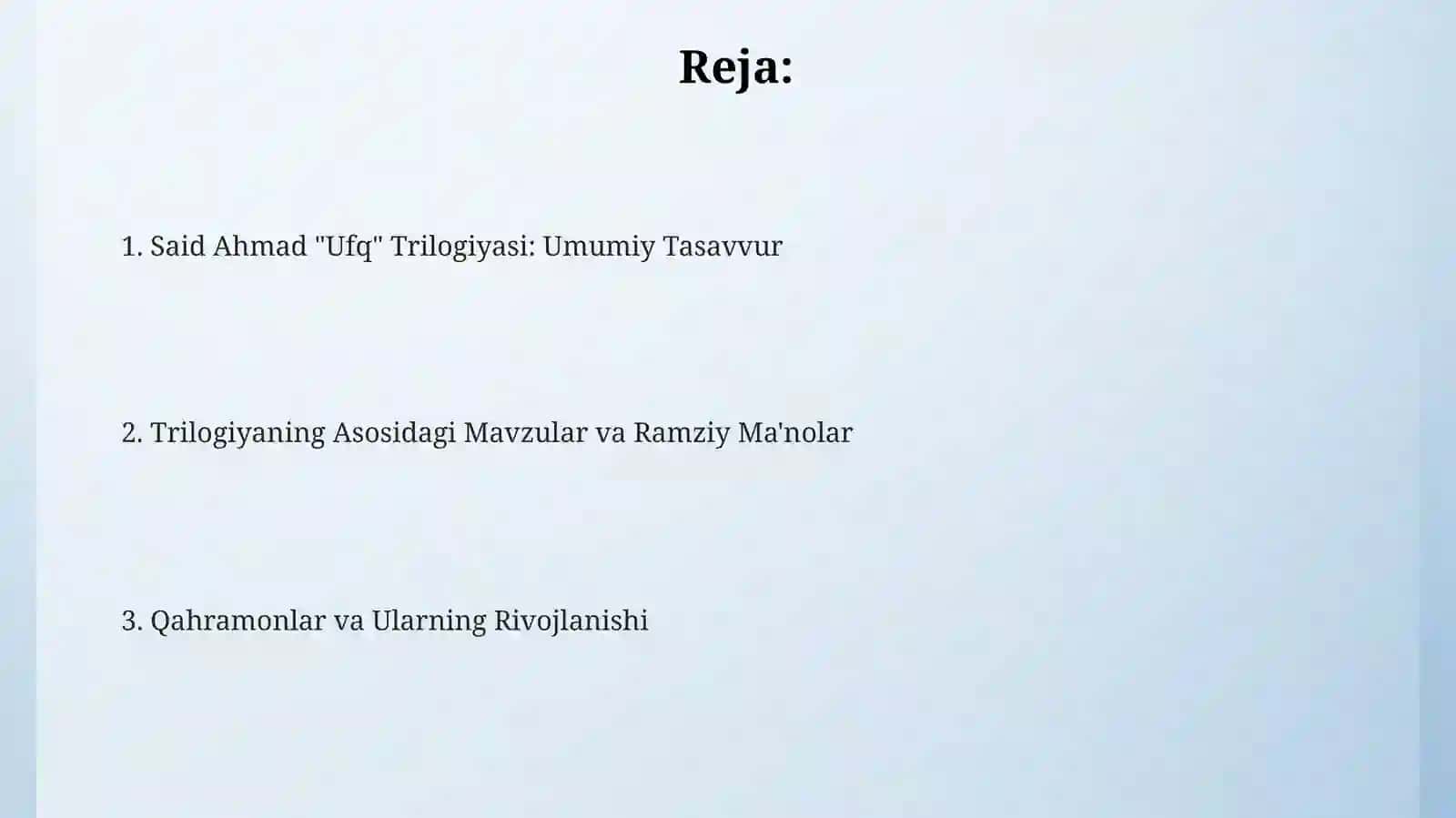 Said Ahmad "Ufq" trilogiyasi 2