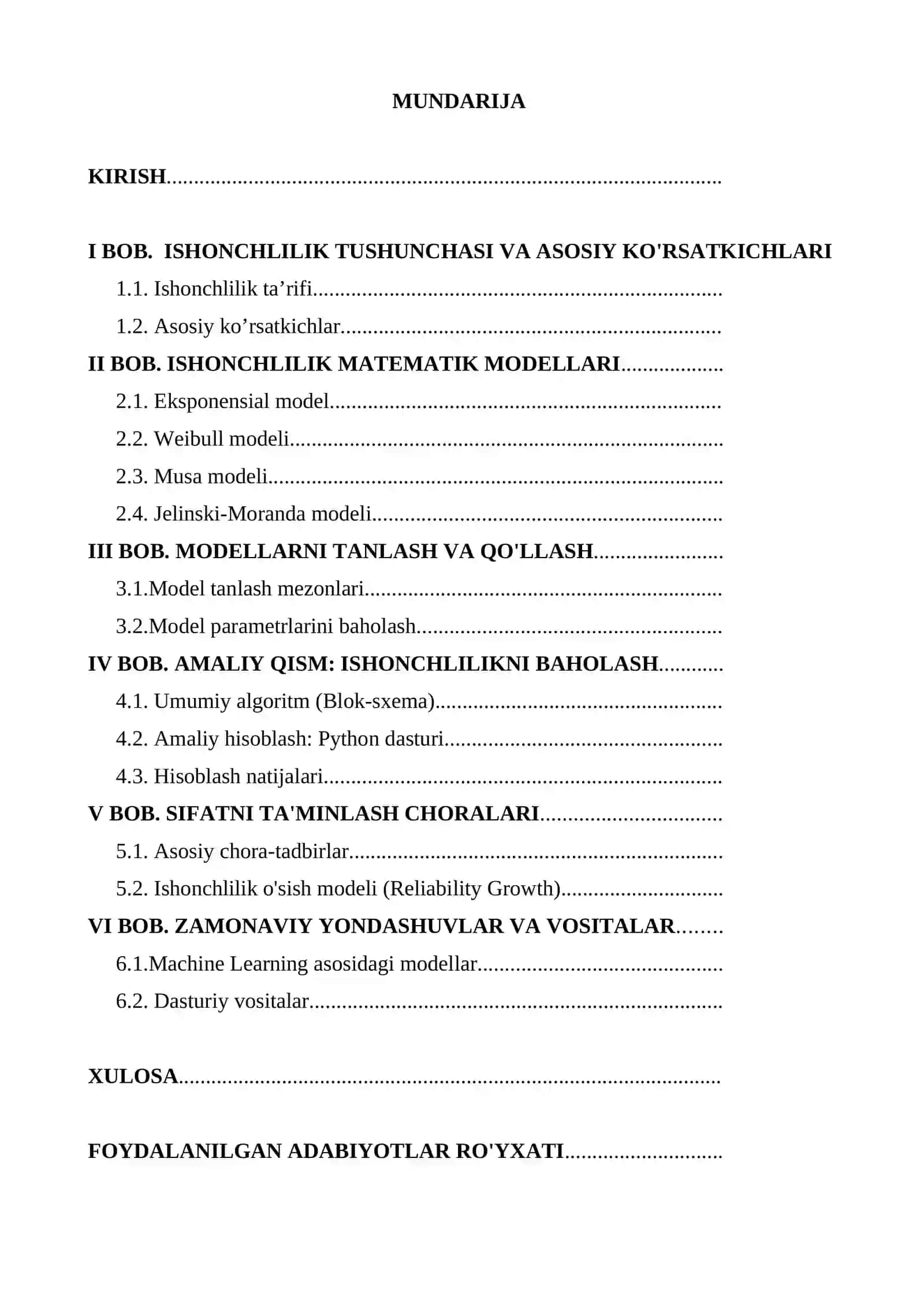 Ishonchlilikni matematik modellashtirish 2