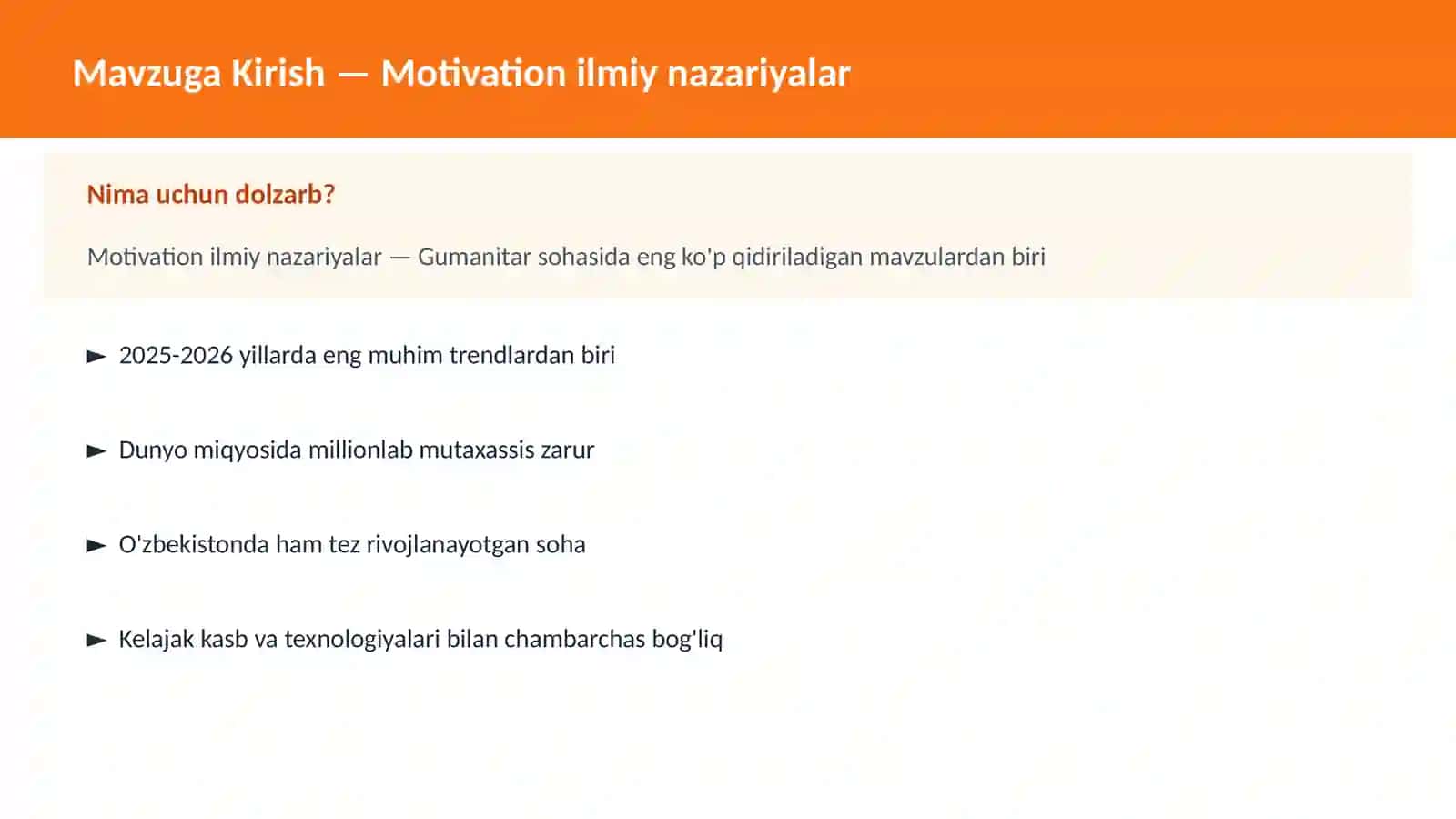 Motivation ilmiy nazariyalar 2