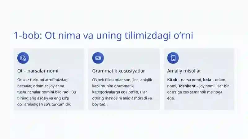 Ot va Otlashgan Soʻzlar: Oʻzbek Tilining Asosiy Tuzilishi 2