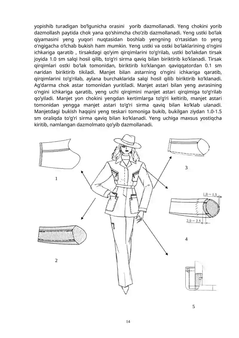 Ayollar pidjagining yengiga ishlov berish 2