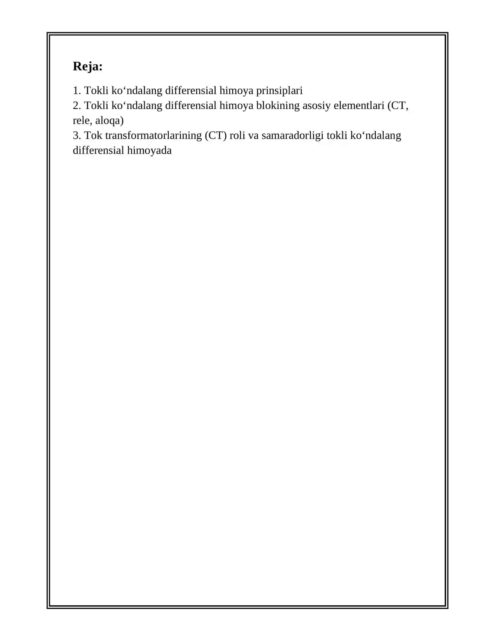 TOKLI KOʻNDALANG DIFFERENSIAL HIMOYA 2