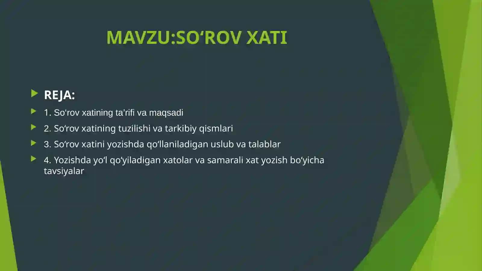 SO‘ROV XATI 2
