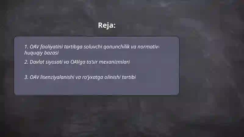Oʻzbekiston Respublikasida omaviy axborot vositalarining faolyati 2