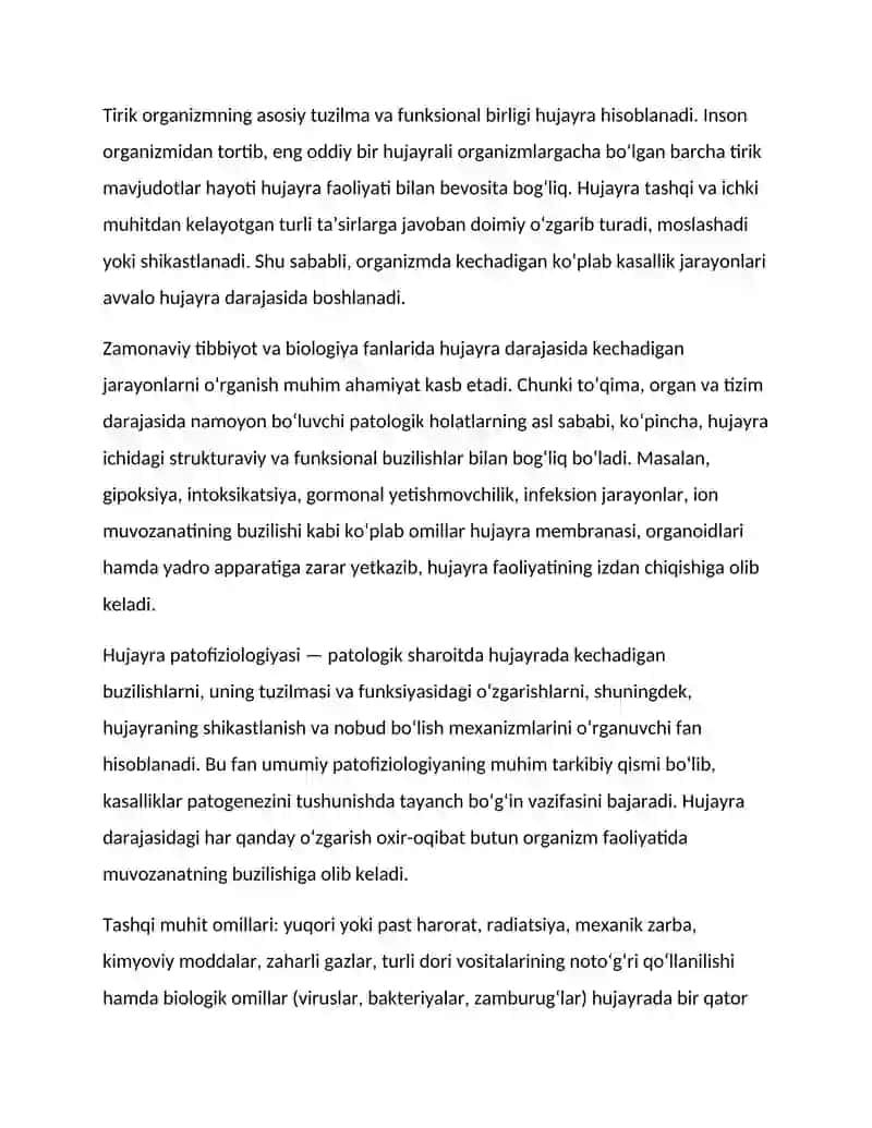 Hujayra patofiziologiyasi 2