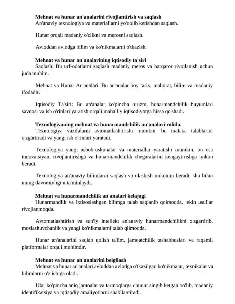 Mehnat va kasb hunar anʼanalari 2