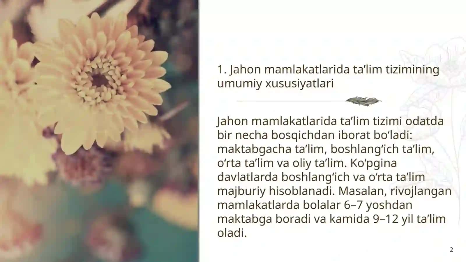 JAHON MAMLAKATLARIDA TALIM TIZIMI 2