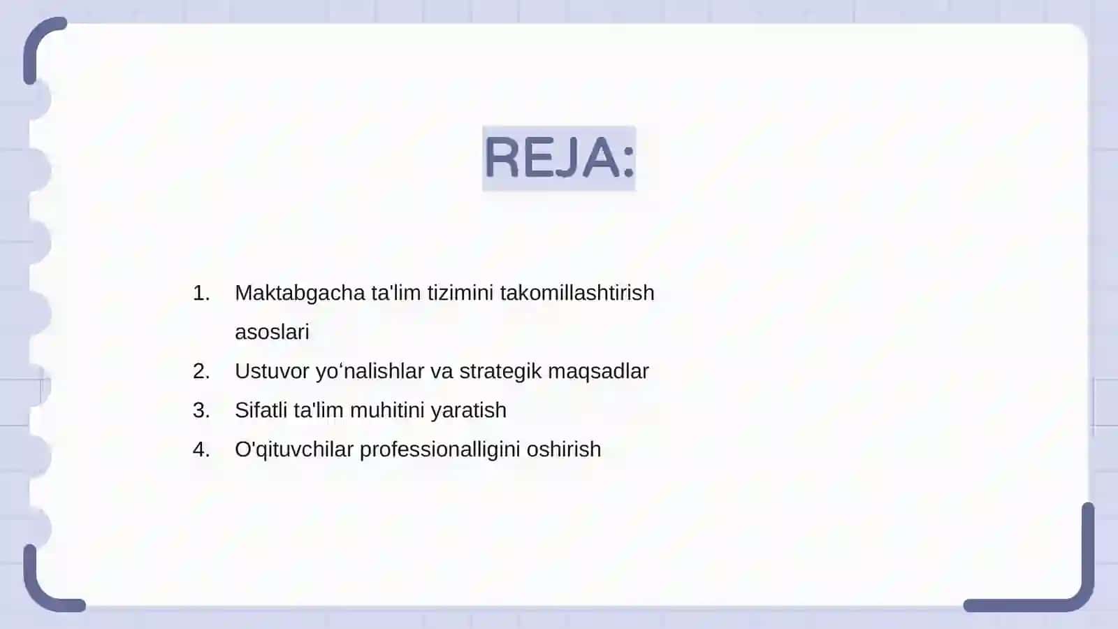 Maktabgacha ta'lim tizmini rivojlantirishning ustuvor yoʻnalishlari 2