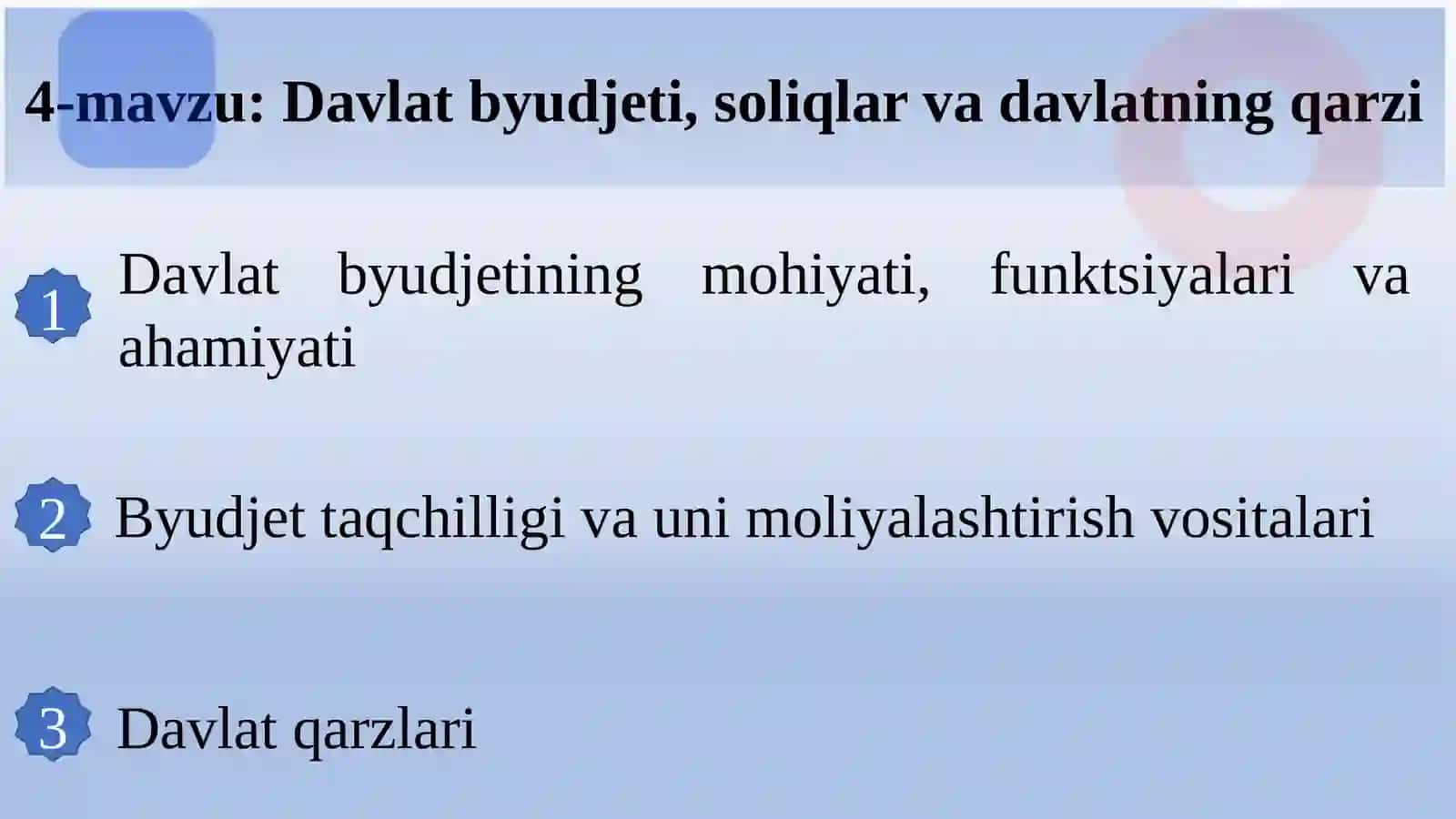 MAVZU: MAKROIQTISODIYOT 2