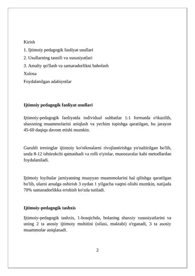 Ijtimoiy pedagogik faoliyat metodlari 2