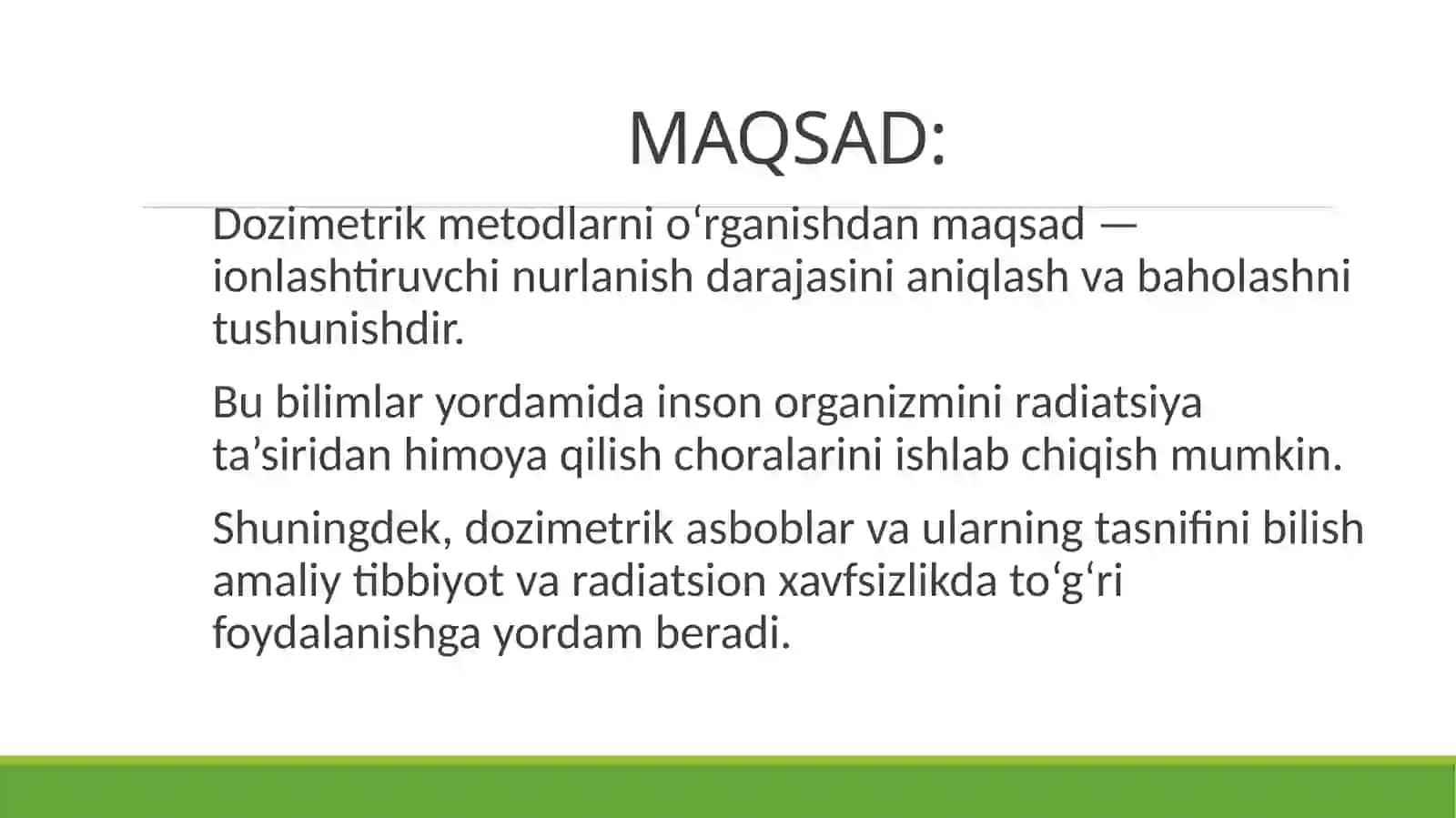 DOZIMETRIK METODLAR VA DOZIMETRIK ASBOBLAR 2