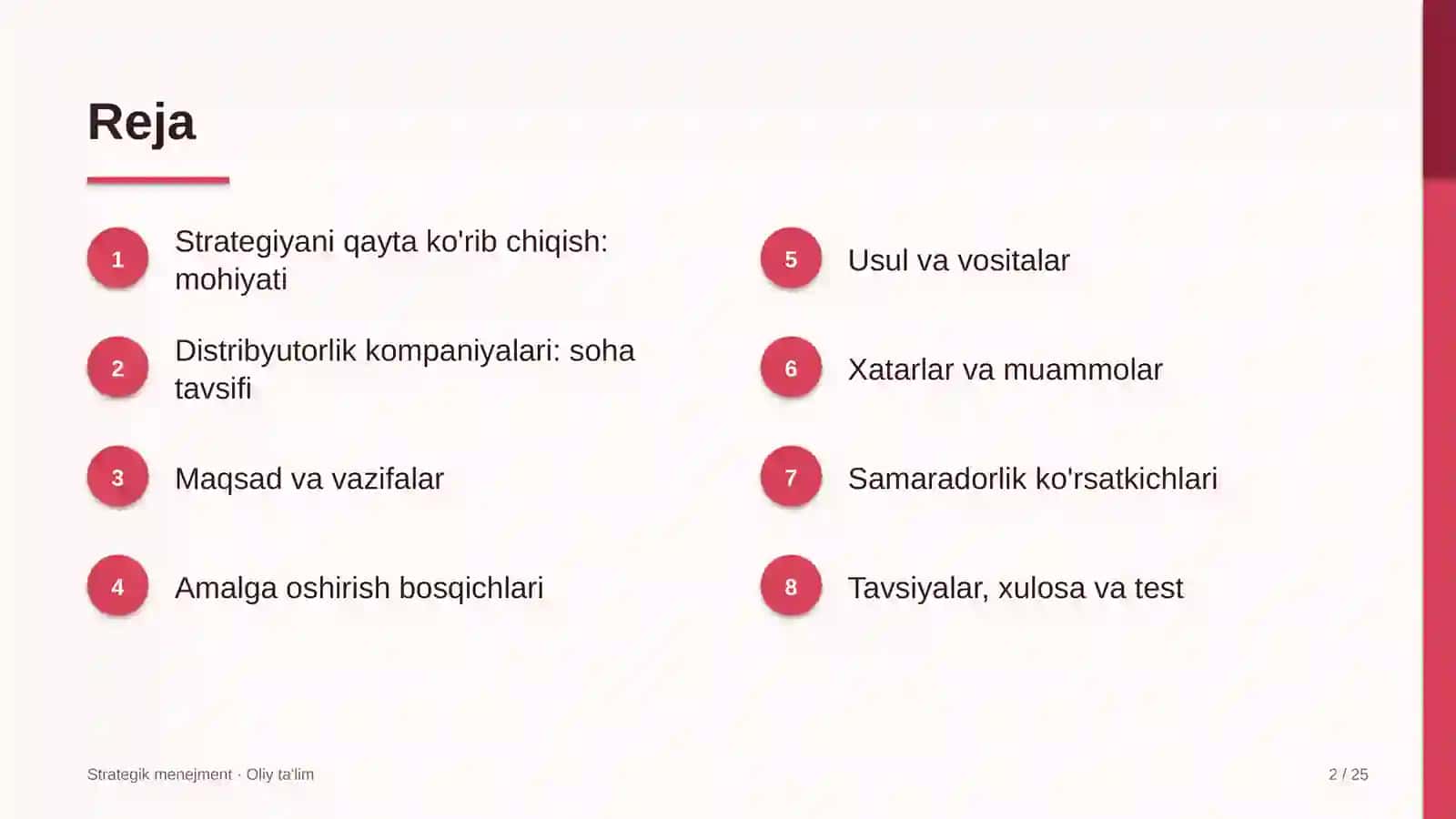 Strategik Menejment · Oliy Ta'limg 2