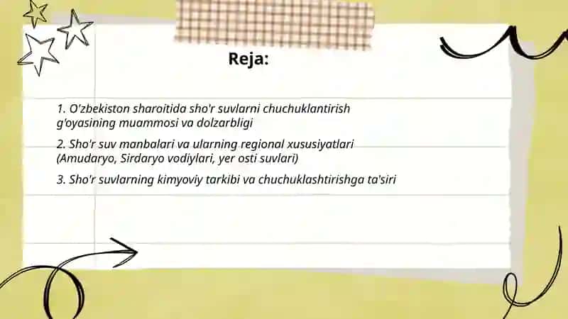 O'zbekiston sharoitida sho'r suvlarni chuchuklantirish g'oyasini yaratish 2