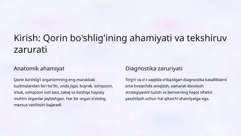 Qorin bo'shlig'ini ko'rikdan o'tkazish usullari 2