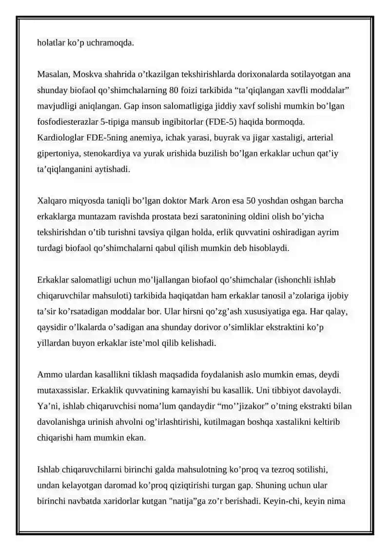 Biologik Faol Qo’shimchalar 2