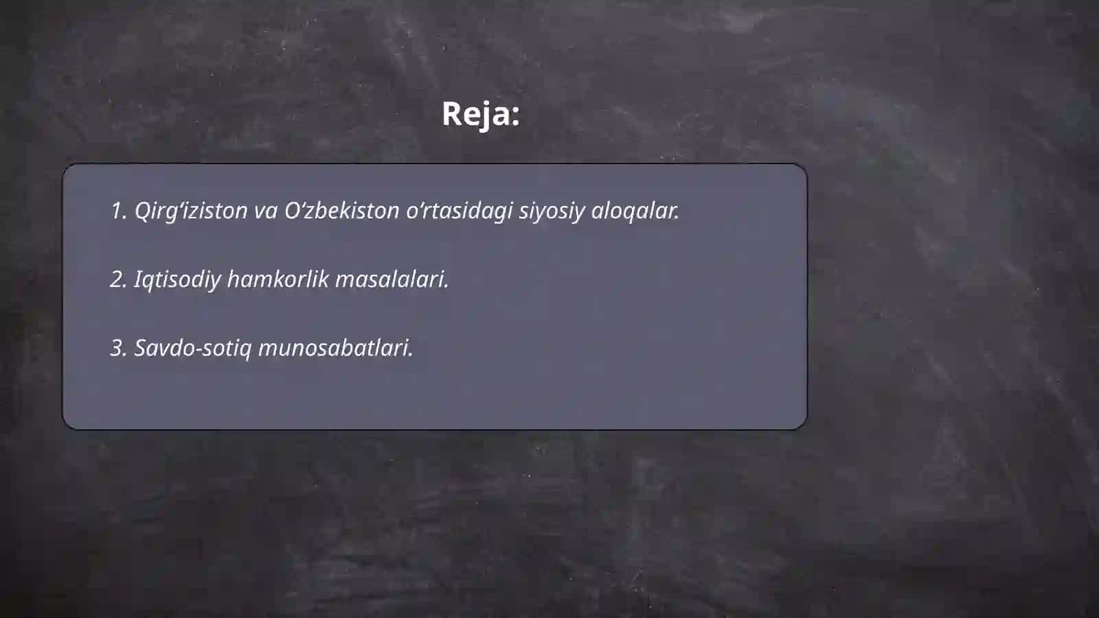 Qirg‘iziston va O‘zbekiston ortasidagi aloqalar xaqida 2