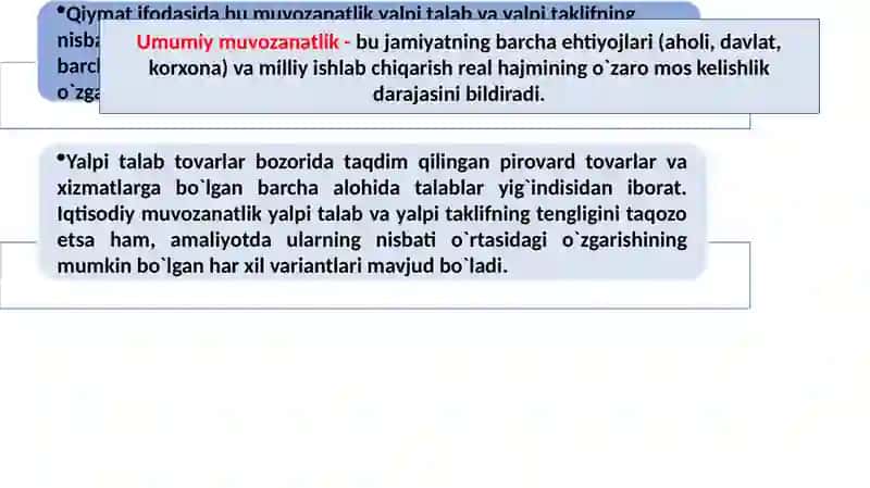 Umumiy muvozanatlik va samaradorlik 2