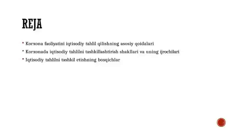 Iqtisodiy tahlil ishlarini tashkil qilish 2