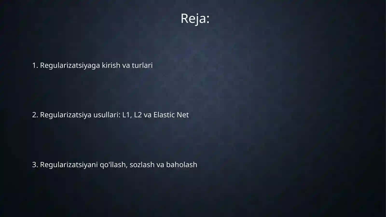Regularizatsiya funktsiyasini qo‘llash 2
