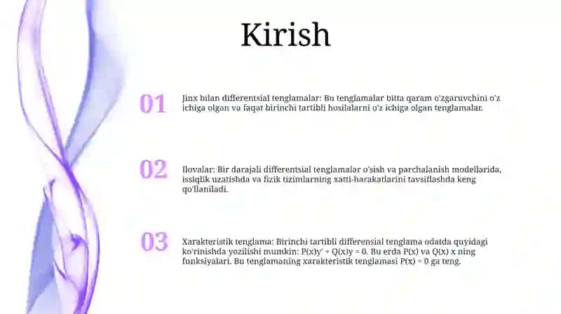 Bir Jinsli Differensial Tenglamalar 2