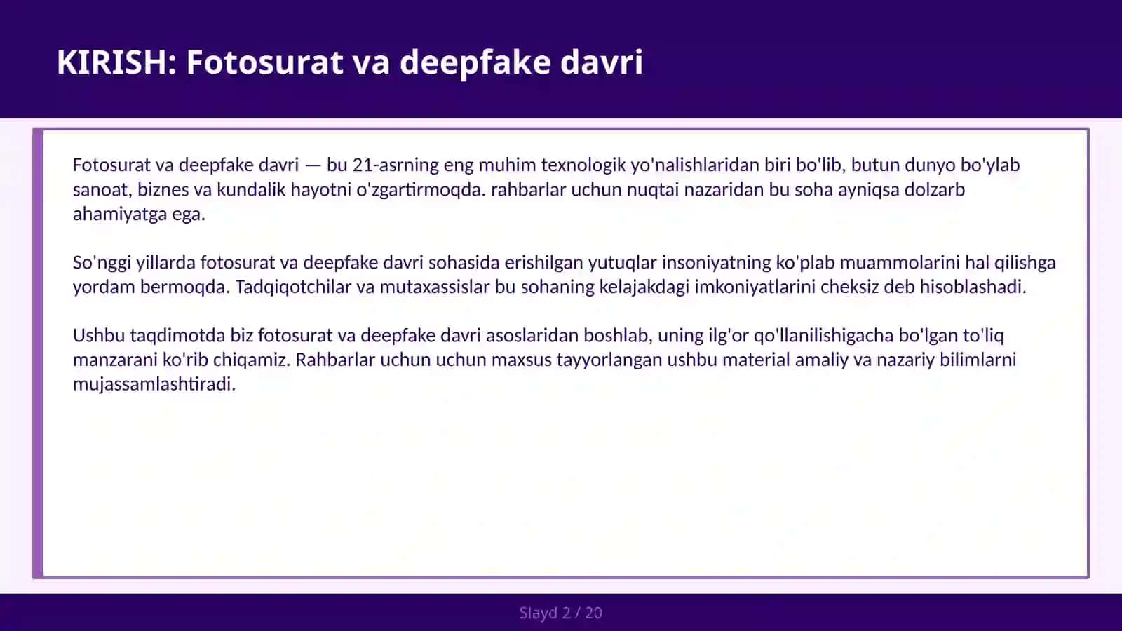 FOTOSURAT VA DEEPFAKE DAVRI 2