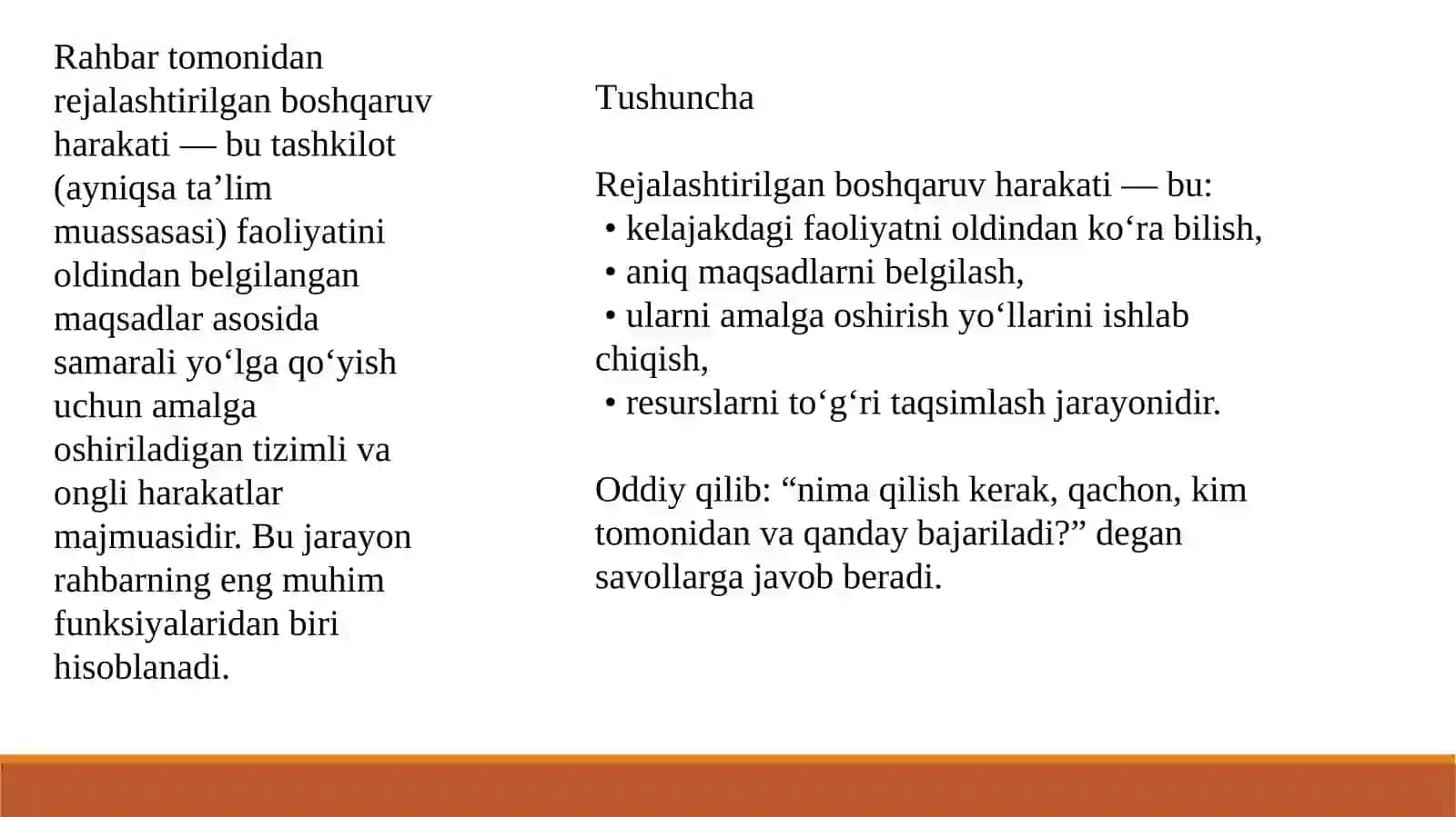 Rahbartomonidan rejalashtirilgan boshqaruv harakati 2