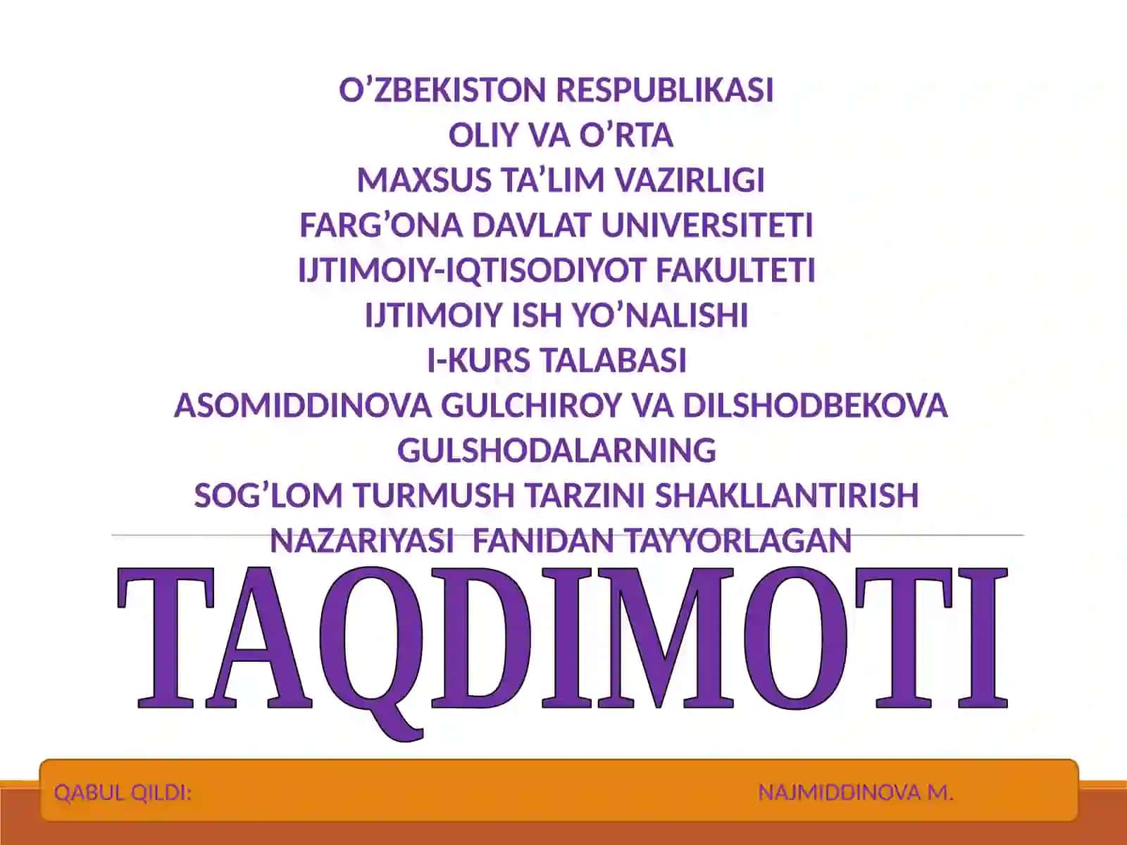 Sog’lom turmush tarzini shakllantirish 2
